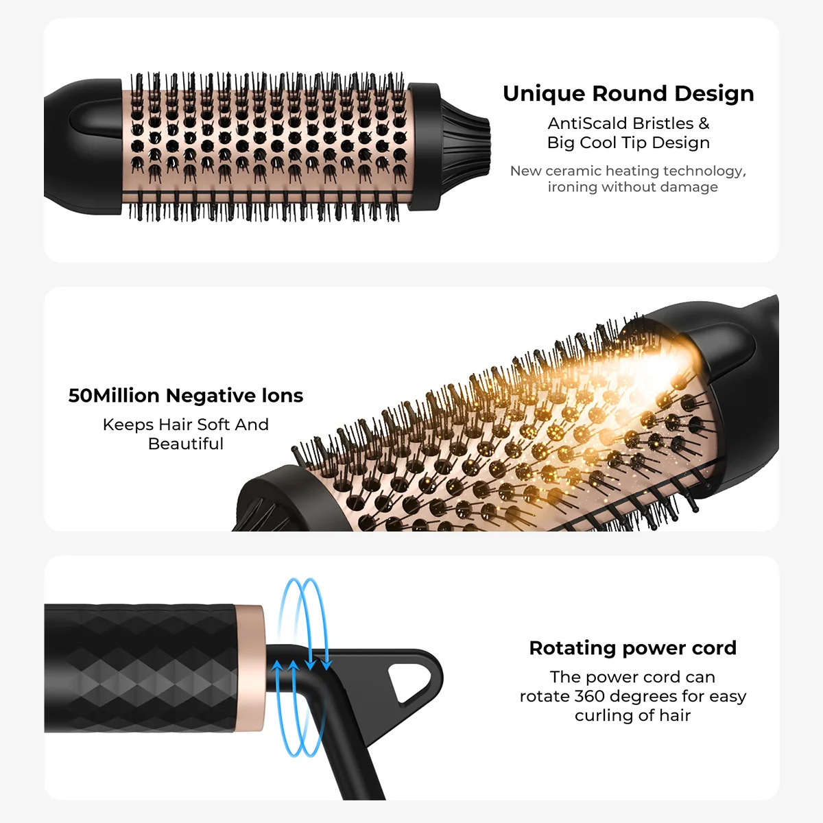 3-in-1 Negative Ion Thermal Brush