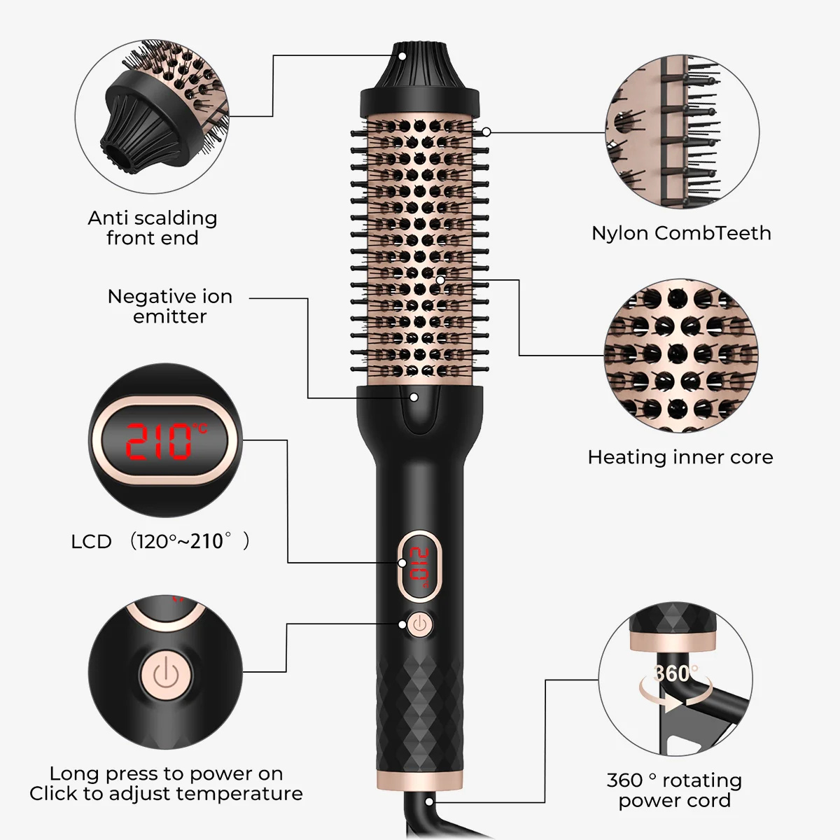 3-in-1 Negative Ion Thermal Brush